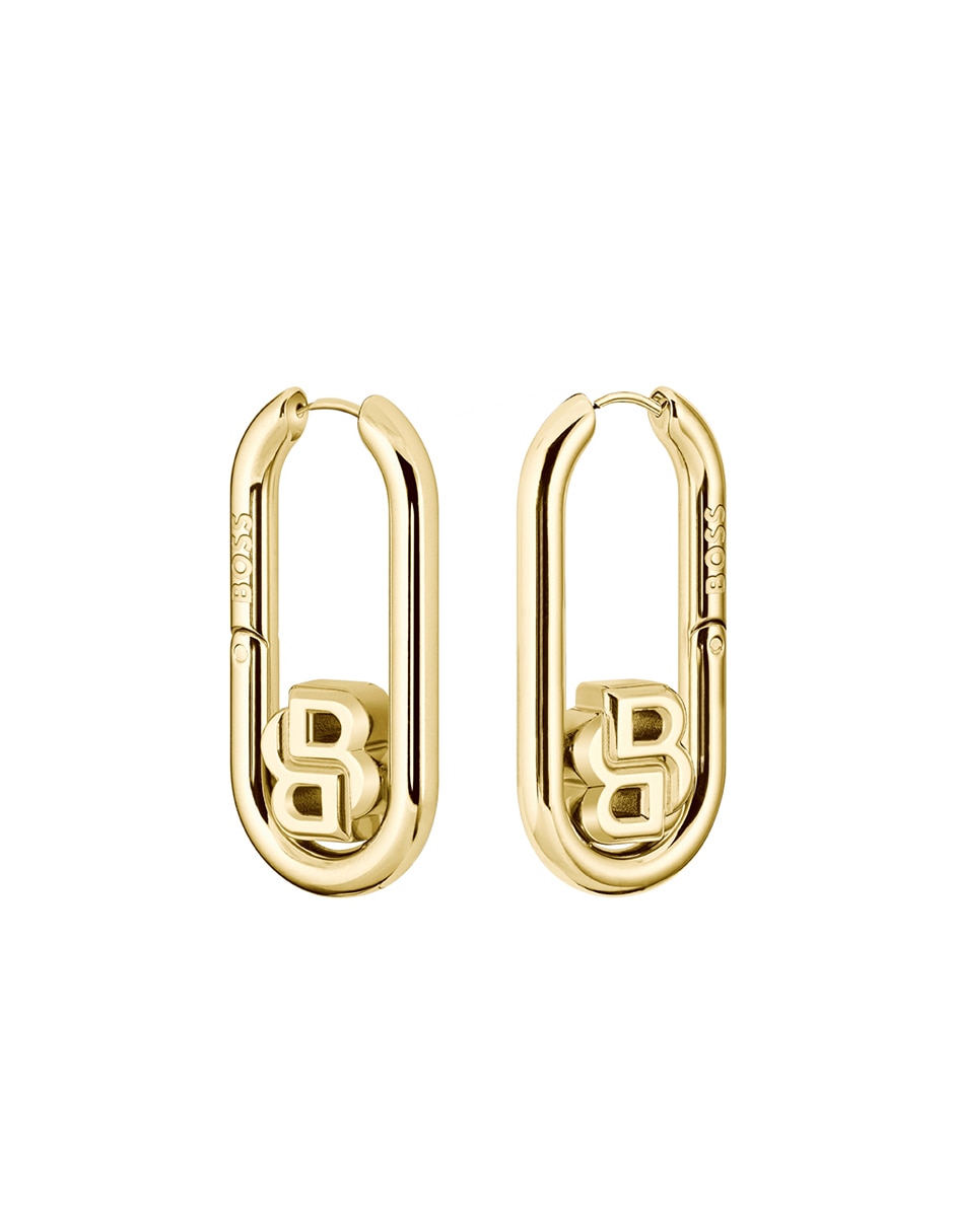 Aretes ovalados Double B Swing con acabado brillante Aretes ovalados Double B Swing con acabado brillante