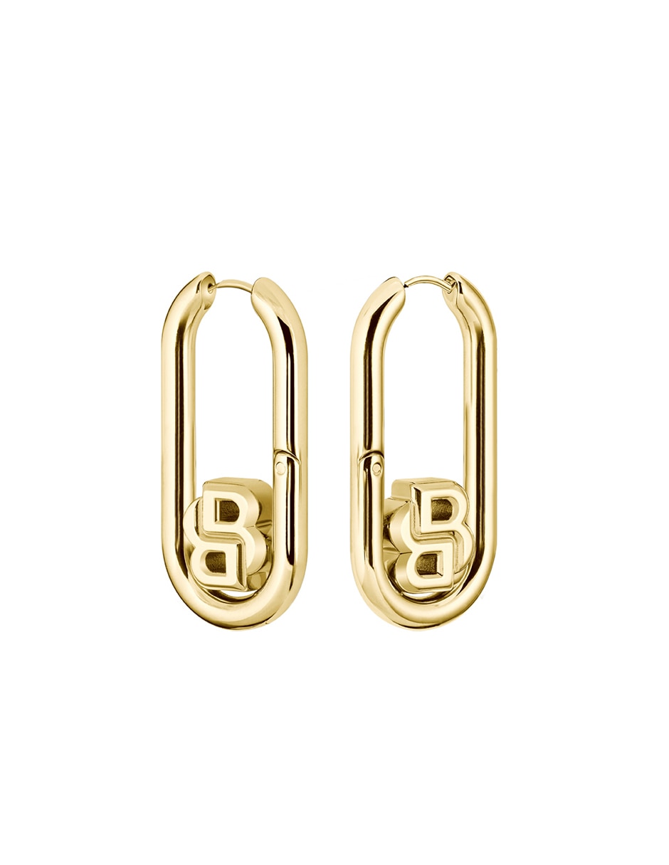 Aretes ovalados Double B Swing con acabado brillante 2