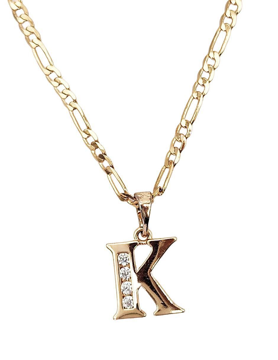 Collar con dije de letra k de oro laminado 10 K
