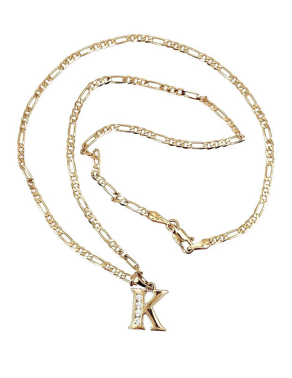 Collar con dije de letra k de oro laminado 10 K 2