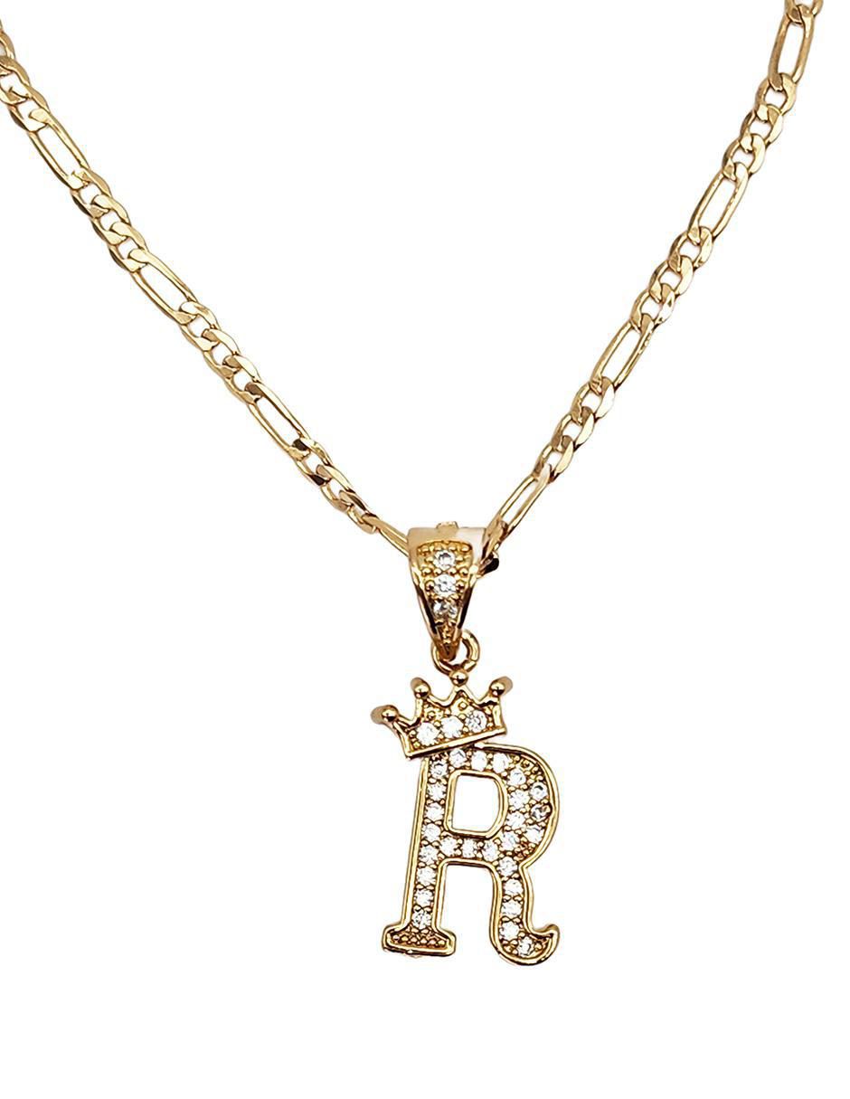 Collar con dije de letra r Letras de oro laminado 10 K