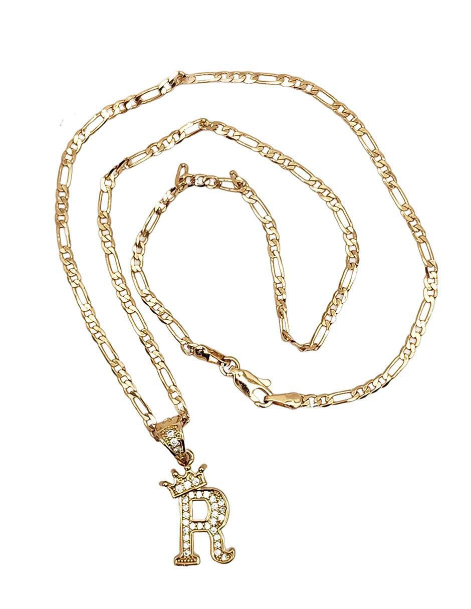 Collar con dije de letra r Letras de oro laminado 10 K 2