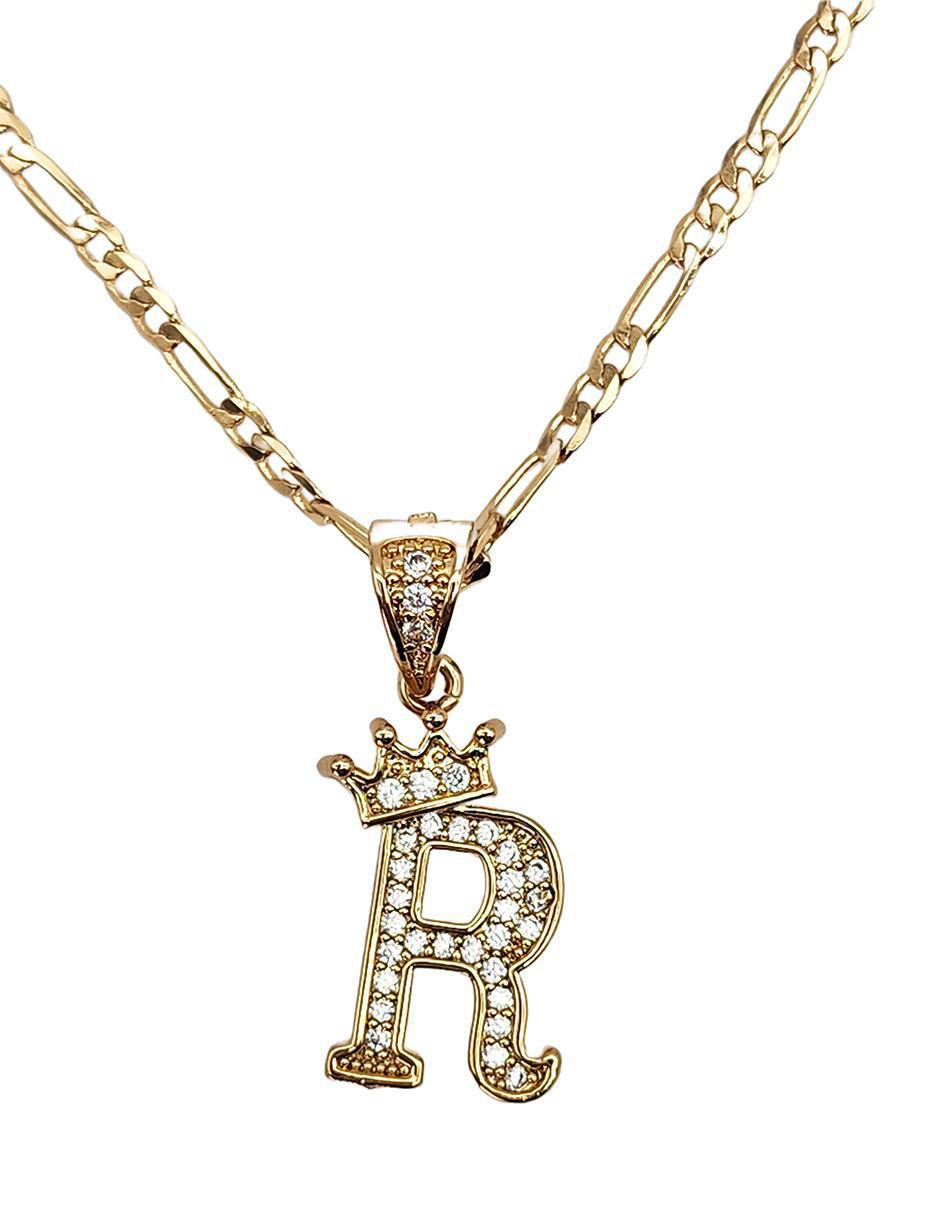Collar con dije de letra r Letras de oro laminado 10 K 3