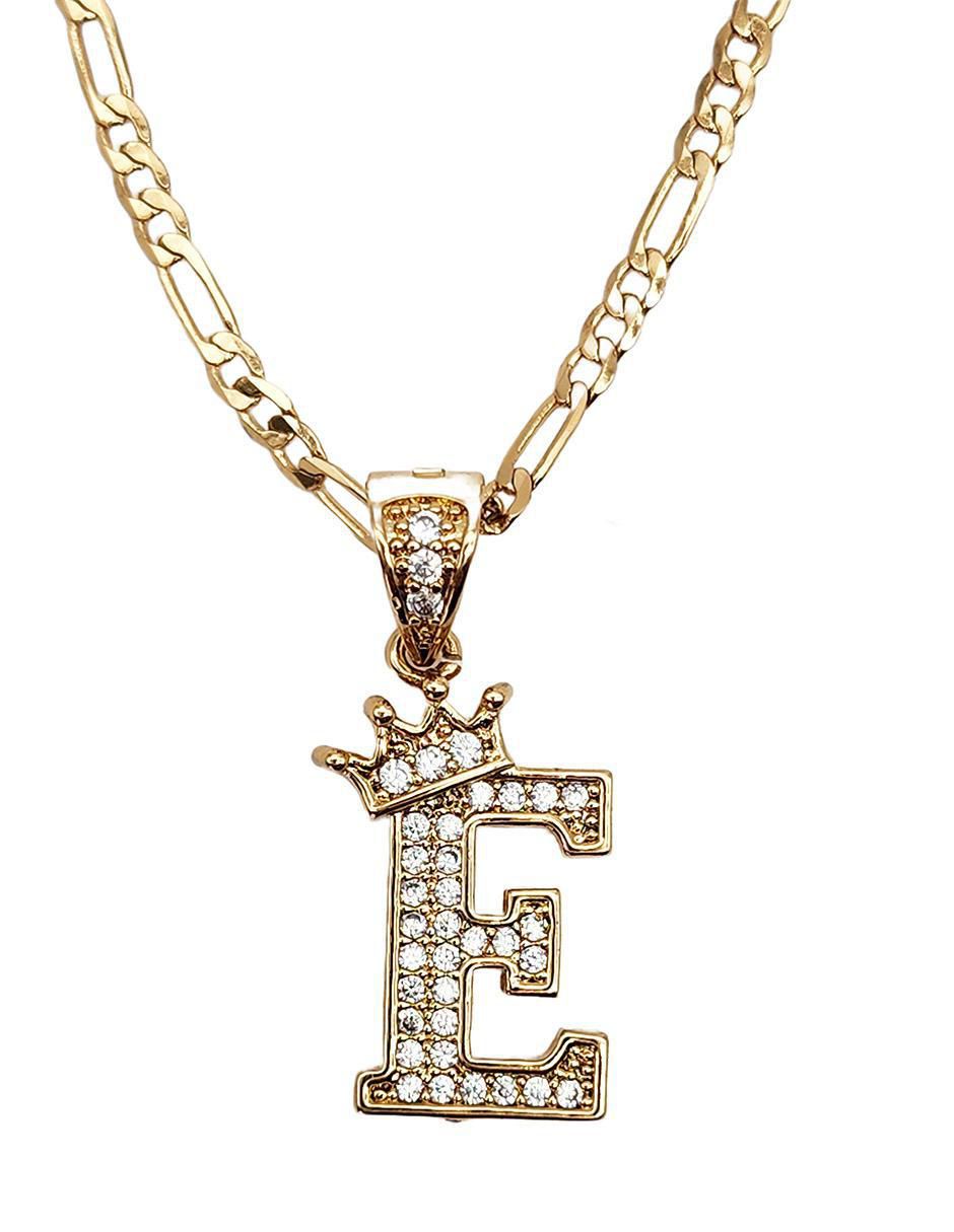 Collar con dije de letra e Letras de oro laminado 10 K
