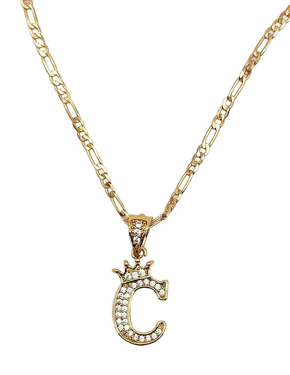 Collar con dije de letra c Letras de oro laminado 10 K 4