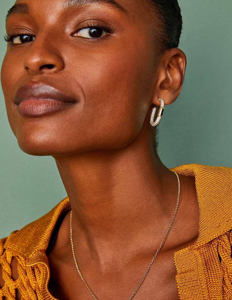 Aretes de aro Emery con acabado pavé cristal 2