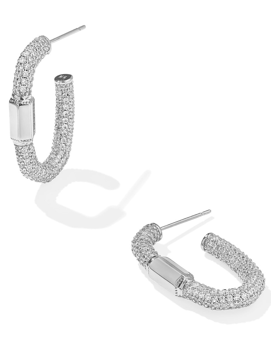 Aretes de aro Emery con acabado pavé cristal