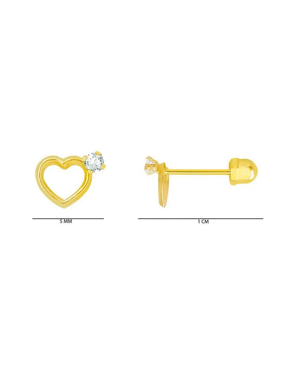 Broqueles de corazón de oro con acabado pavé zirconia 3