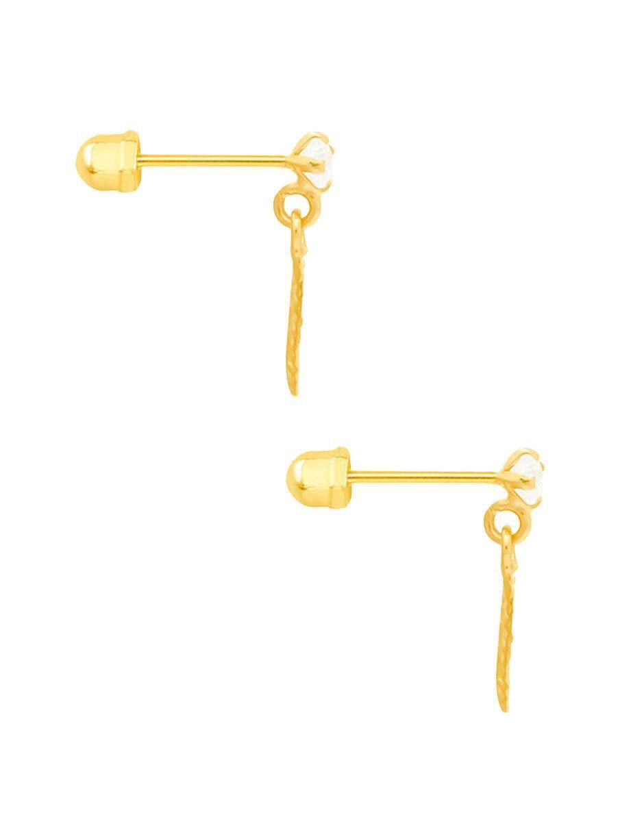 Broqueles de pluma de oro con acabado brillante zirconia 2