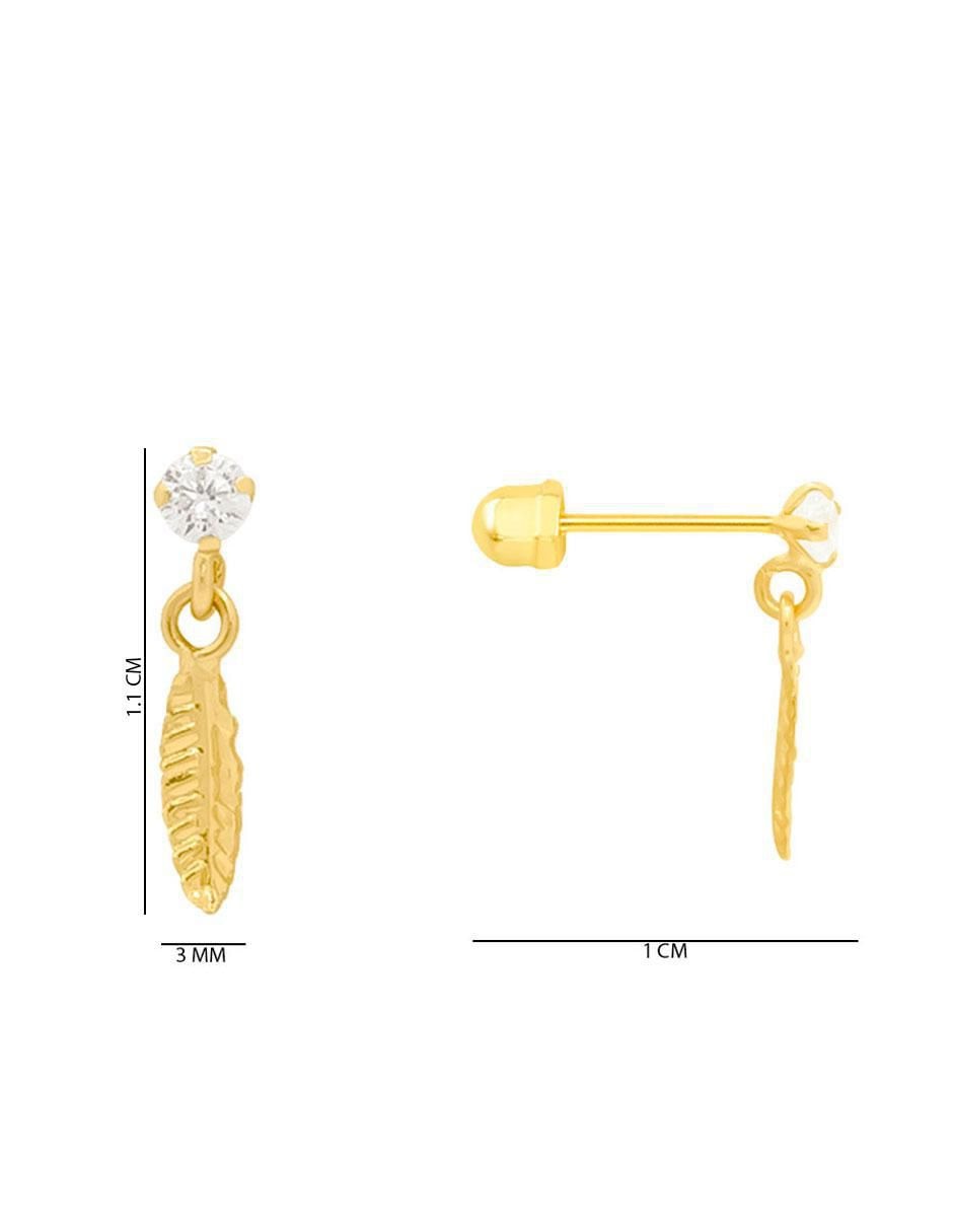 Broqueles de pluma de oro con acabado brillante zirconia 4