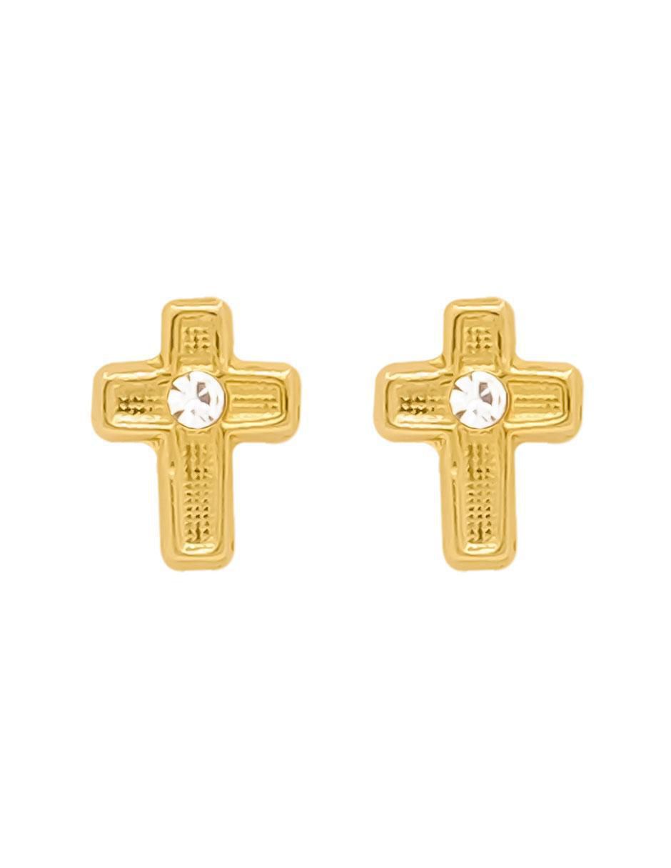 Broqueles de cruz de oro con acabado brillante zirconia Broqueles de cruz de oro con acabado brillante zirconia