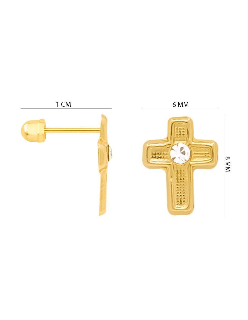 Broqueles de cruz de oro con acabado brillante zirconia 3