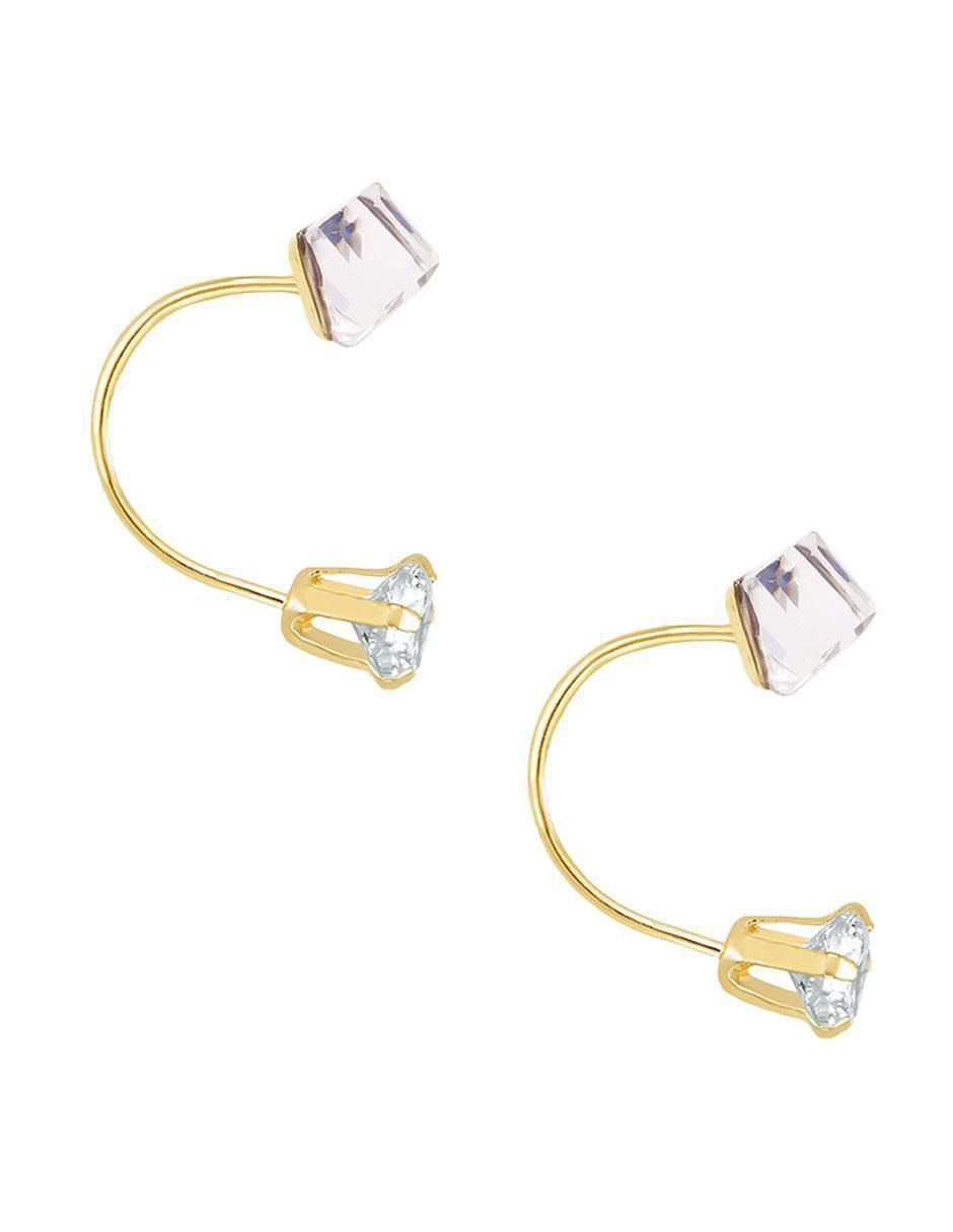 Broqueles cuadrados de oro con acabado brillante zirconia 2