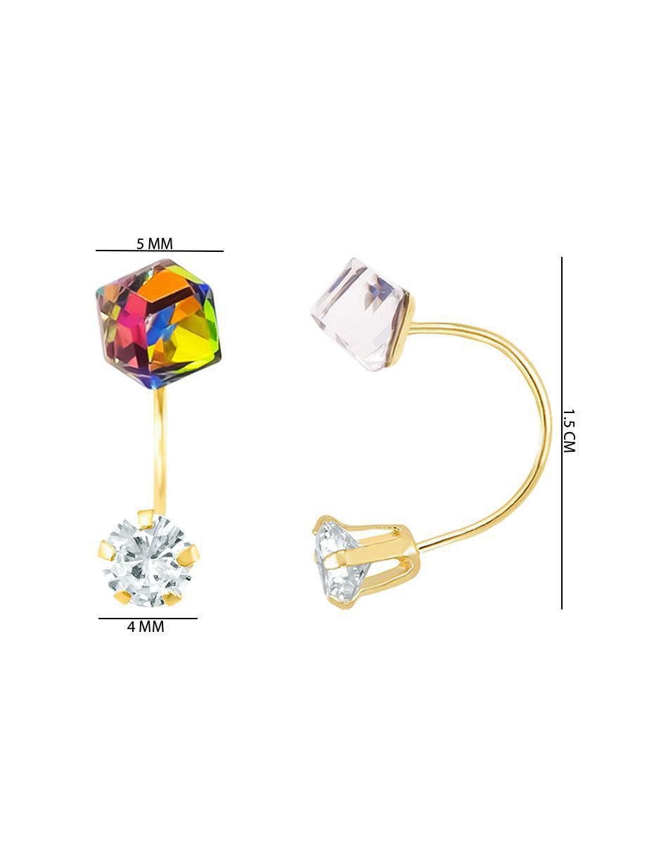 Broqueles cuadrados de oro con acabado brillante zirconia 4