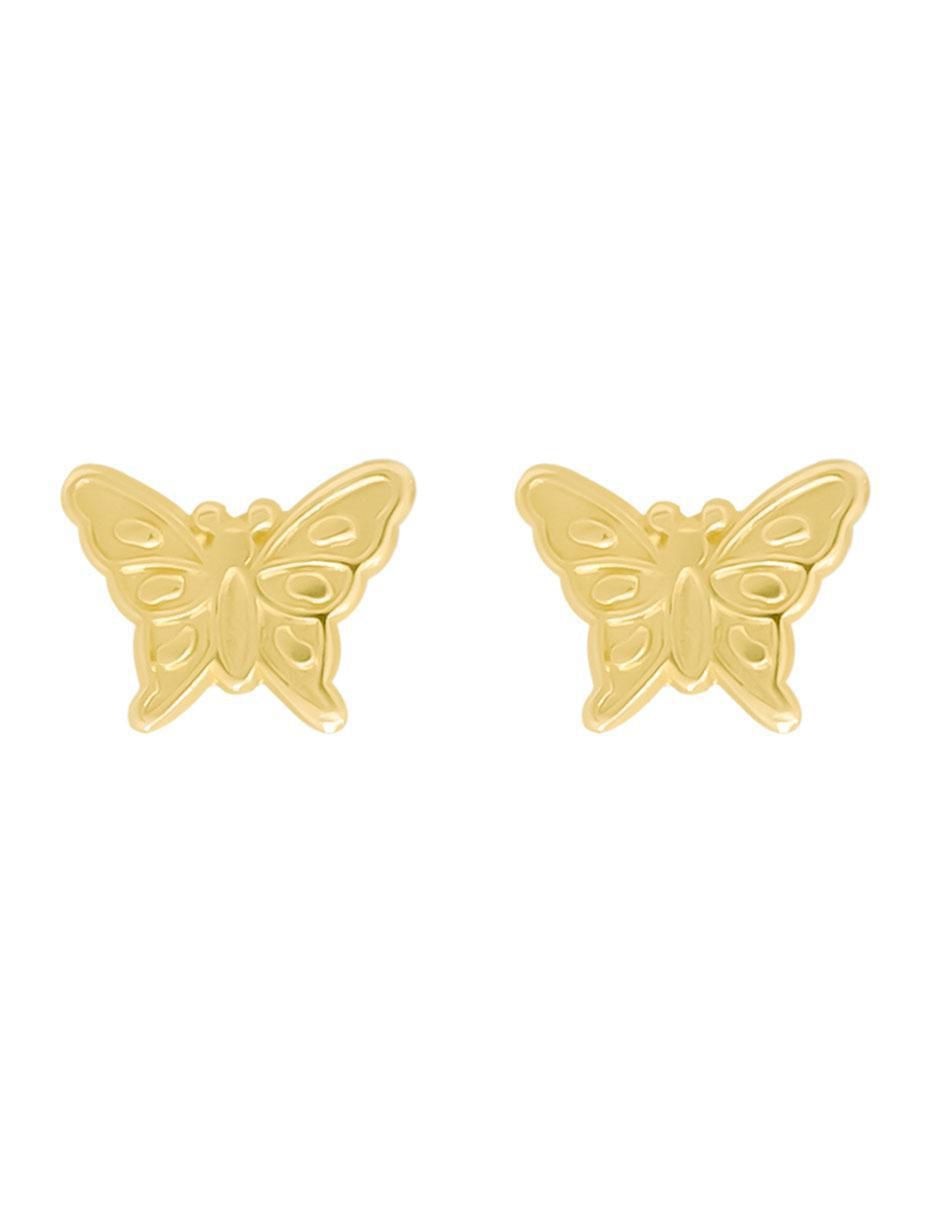 Broqueles de mariposa de oro con acabado brillante