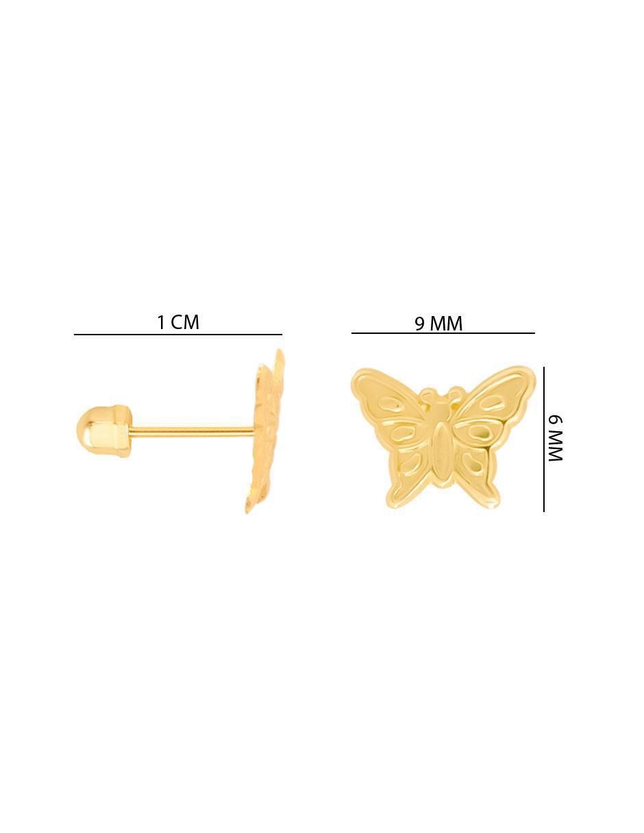 Broqueles de mariposa de oro con acabado brillante 3