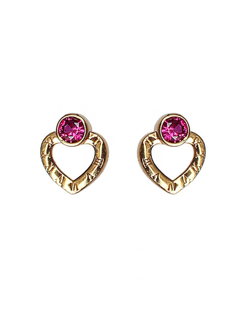 Aretes de corazón de plata P 925 con acabado chapa de oro circonita Aretes de corazón de plata P 925 con acabado chapa de oro circonita