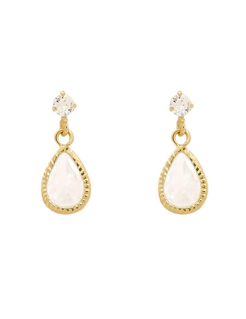 Broqueles de gota de oro con acabado pavé zirconia Broqueles de gota de oro con acabado pavé zirconia