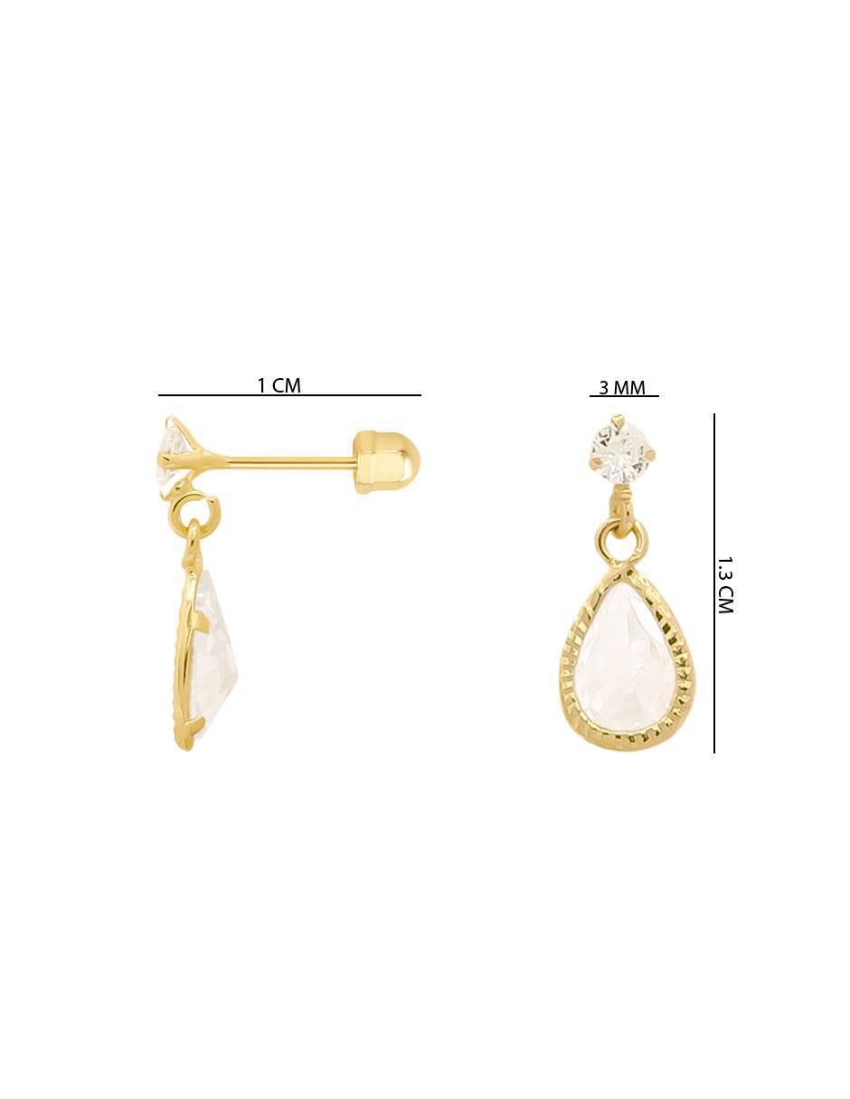 Broqueles de gota de oro con acabado pavé zirconia 4