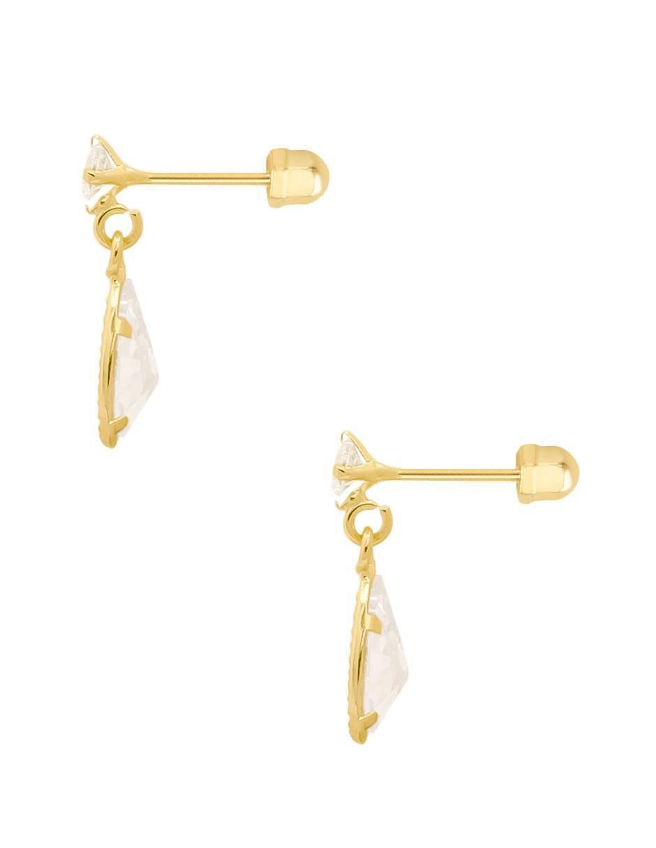 Broqueles de gota de oro con acabado pavé zirconia 3