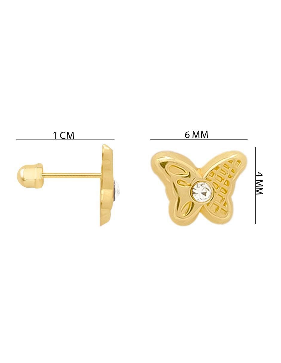 Broqueles de mariposa de oro con acabado brillante zirconia 3