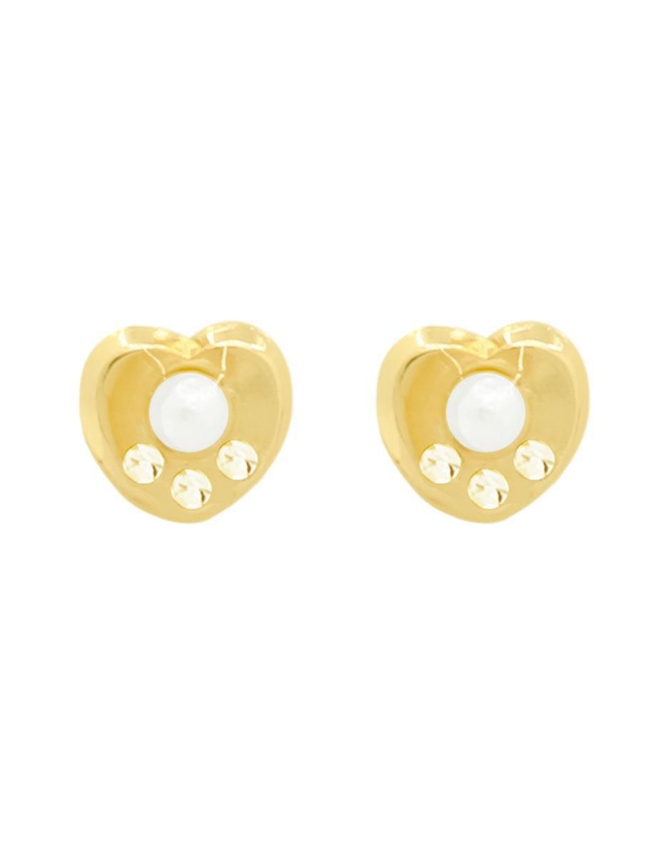 Broqueles de corazón de oro con acabado pavé zirconia Broqueles de corazón de oro con acabado pavé zirconia