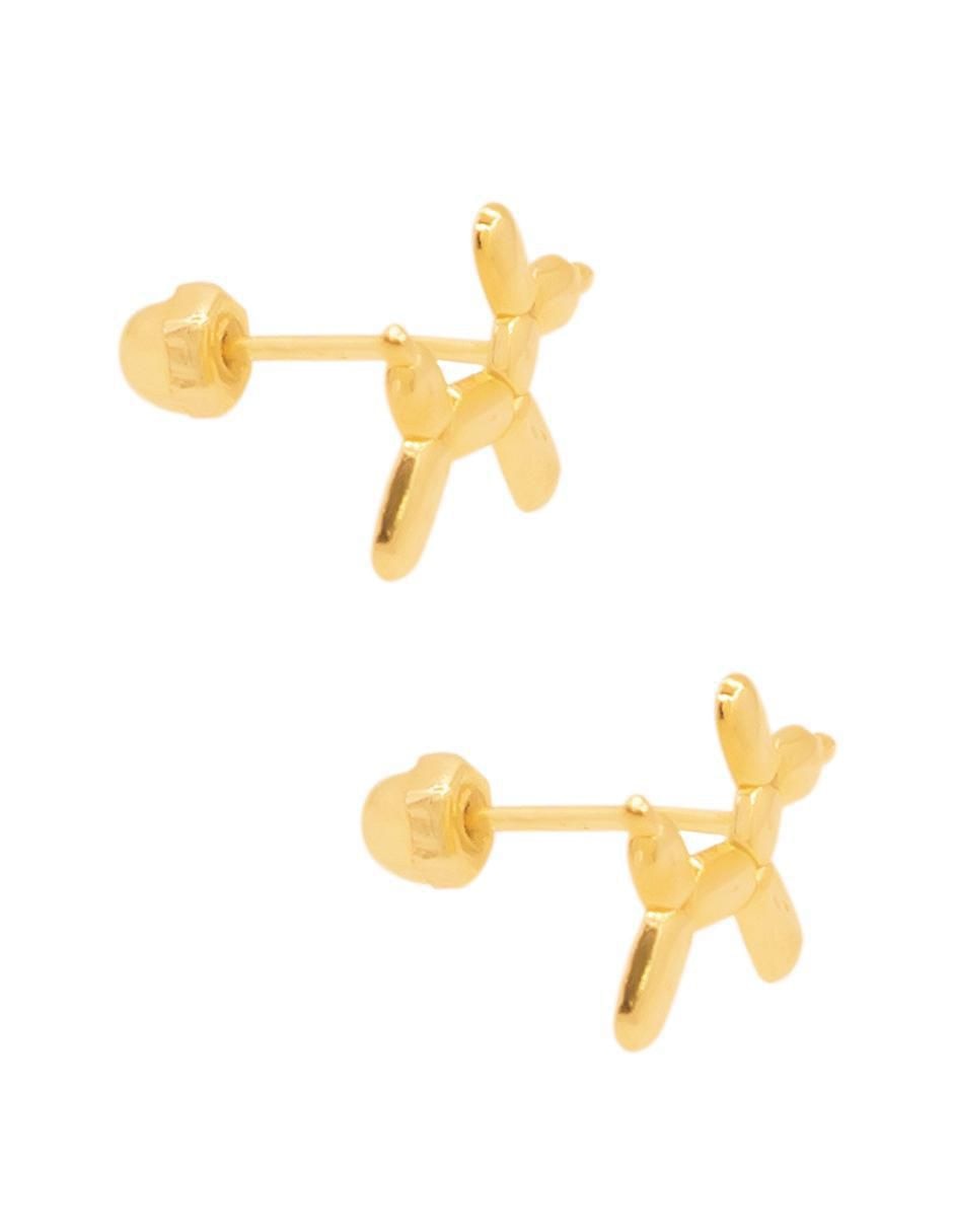 Broqueles de perro de oro amarillo con acabado brillante 2