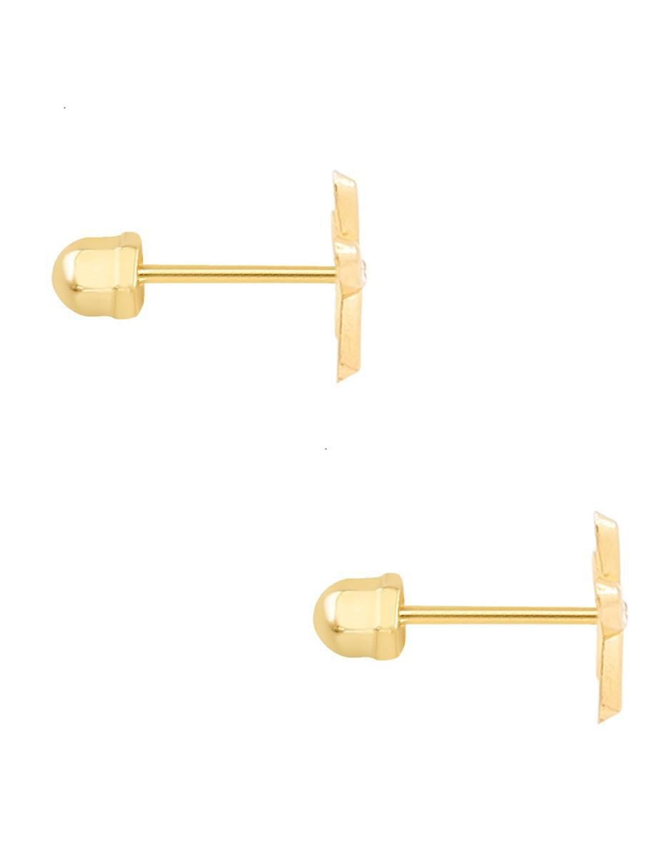 Broqueles de estrella mar de oro amarillo con acabado brillante zirconia 2