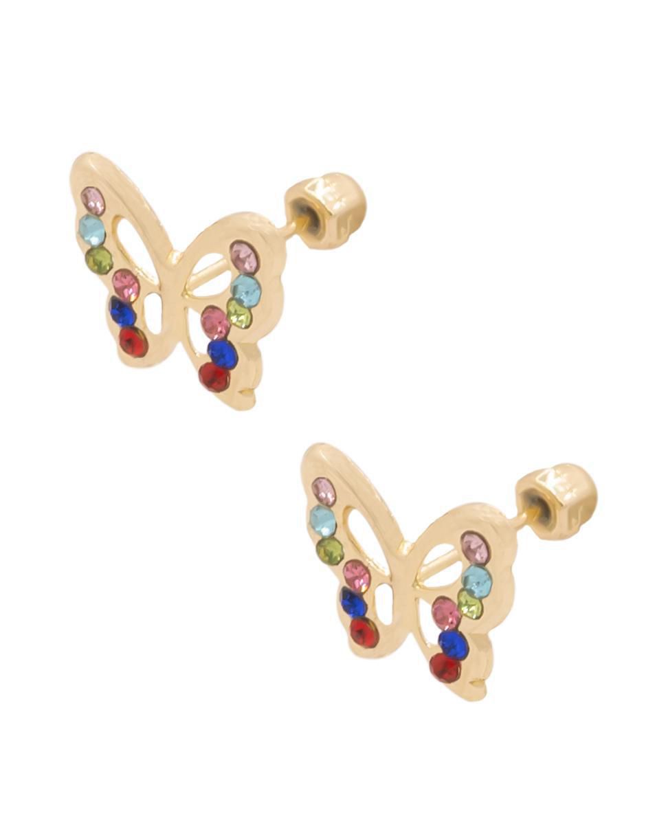 Broqueles de mariposa de oro con acabado brillante zirconia 2