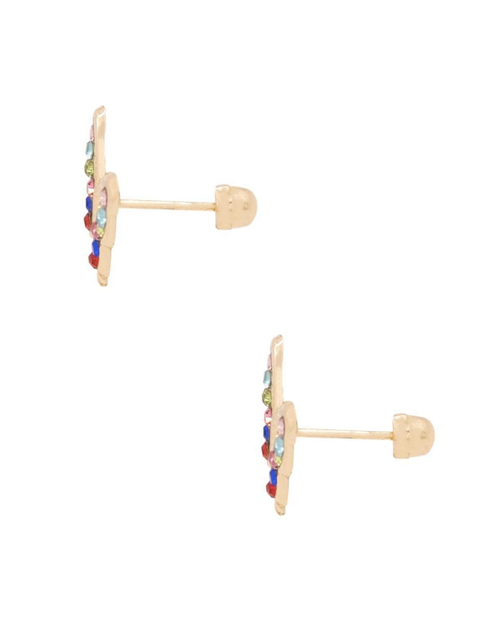 Broqueles de mariposa de oro con acabado brillante zirconia 3