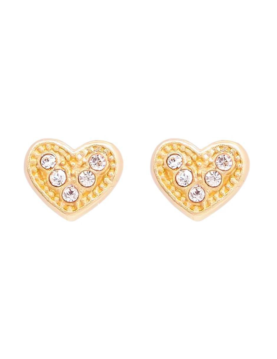 Broqueles de corazón de oro con acabado brillante zirconia Broqueles de corazón de oro con acabado brillante zirconia
