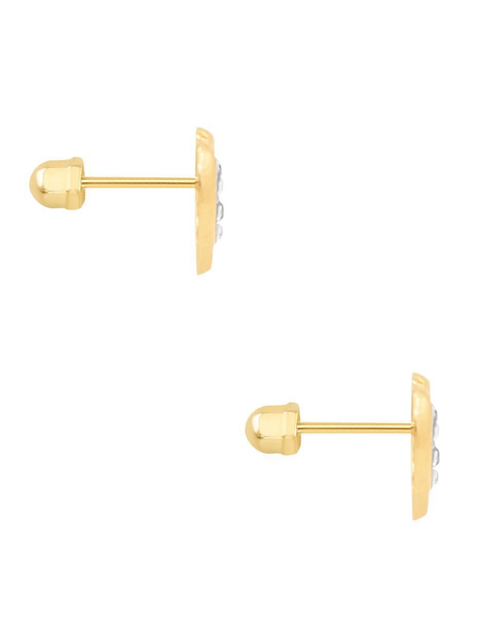 Broqueles de corazón de oro amarillo con acabado brillante zirconia 3