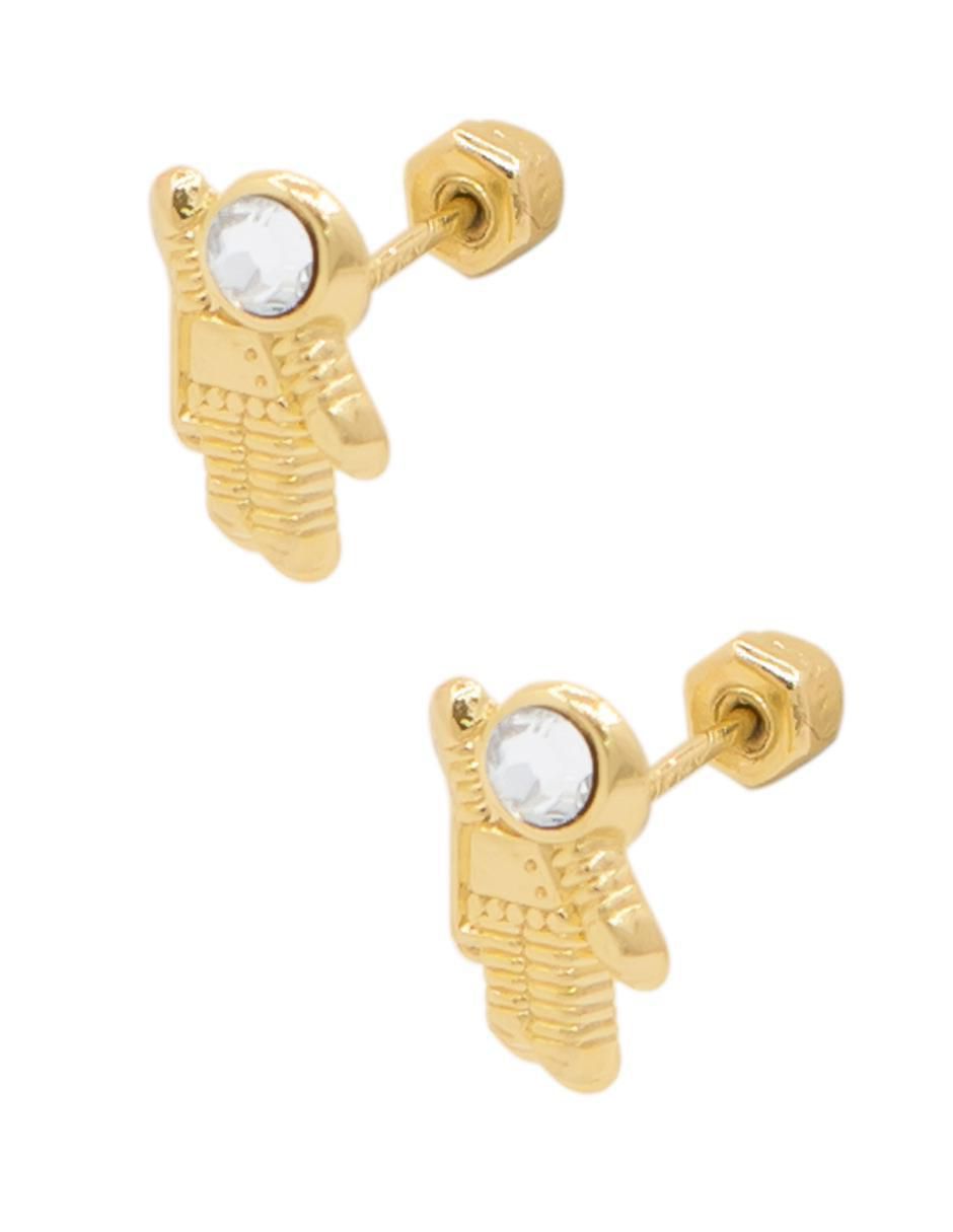 Broqueles de oro amarillo con acabado brillante zirconia 3
