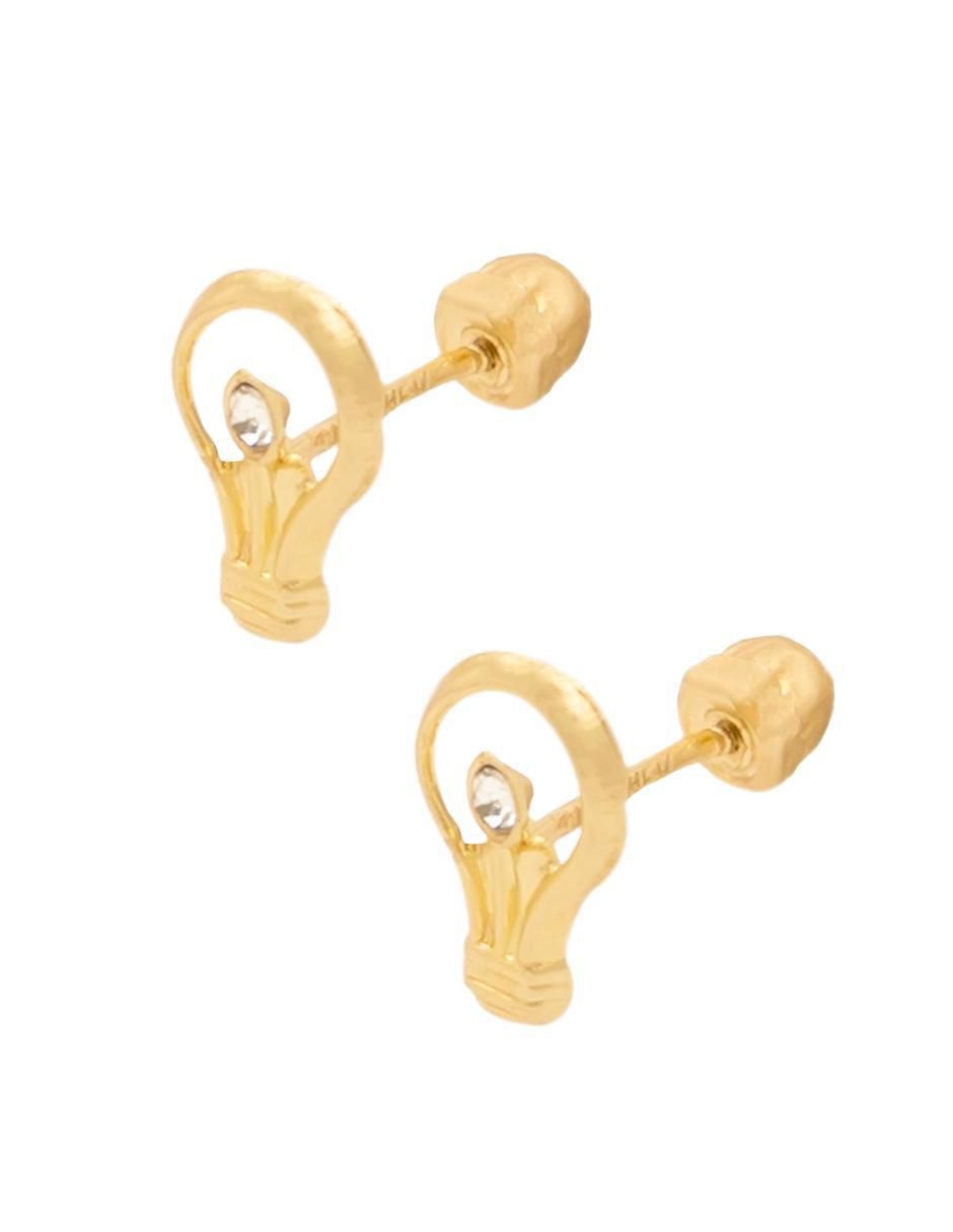 Broqueles de oro amarillo con acabado brillante zirconia 2
