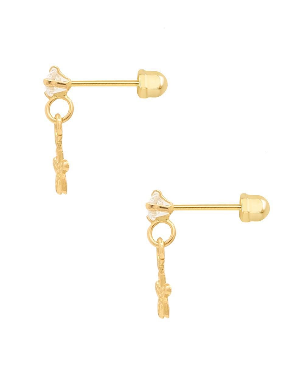 Broqueles de estrella mar de oro amarillo con acabado brillante zirconia 3
