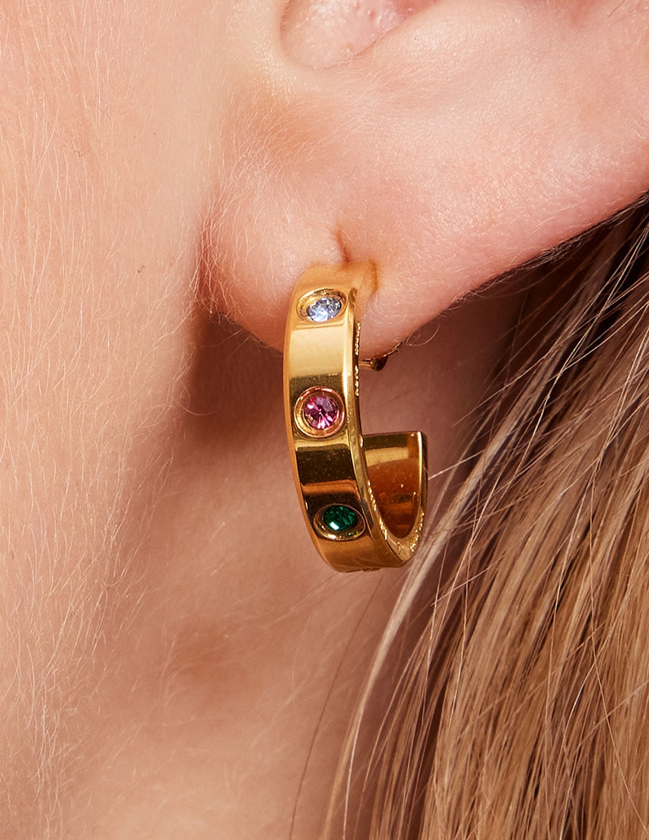Aretes circulares con acabado brillante cristal 3