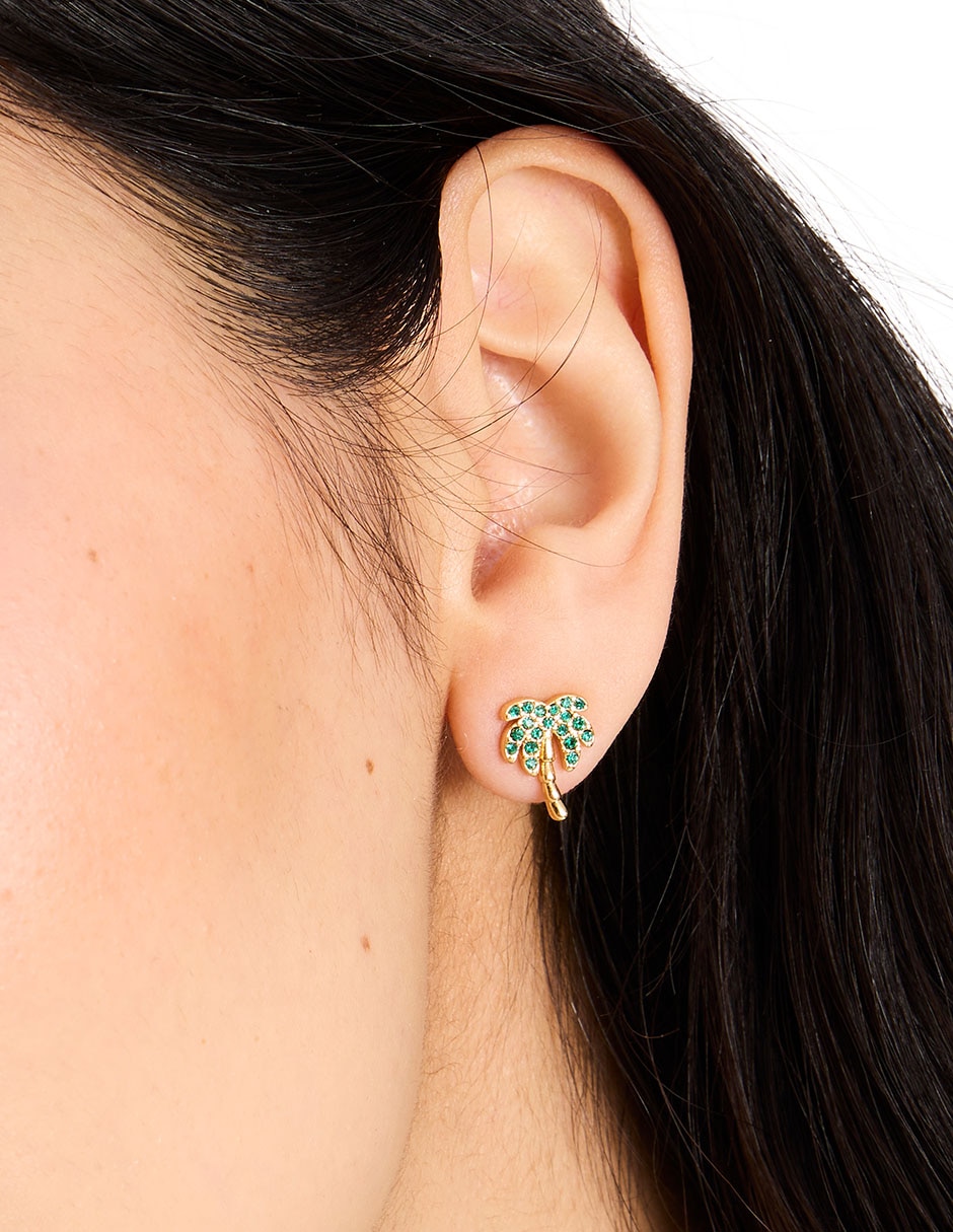Aretes de palmera Away We Go con acabado pavé zirconia cúbica 3