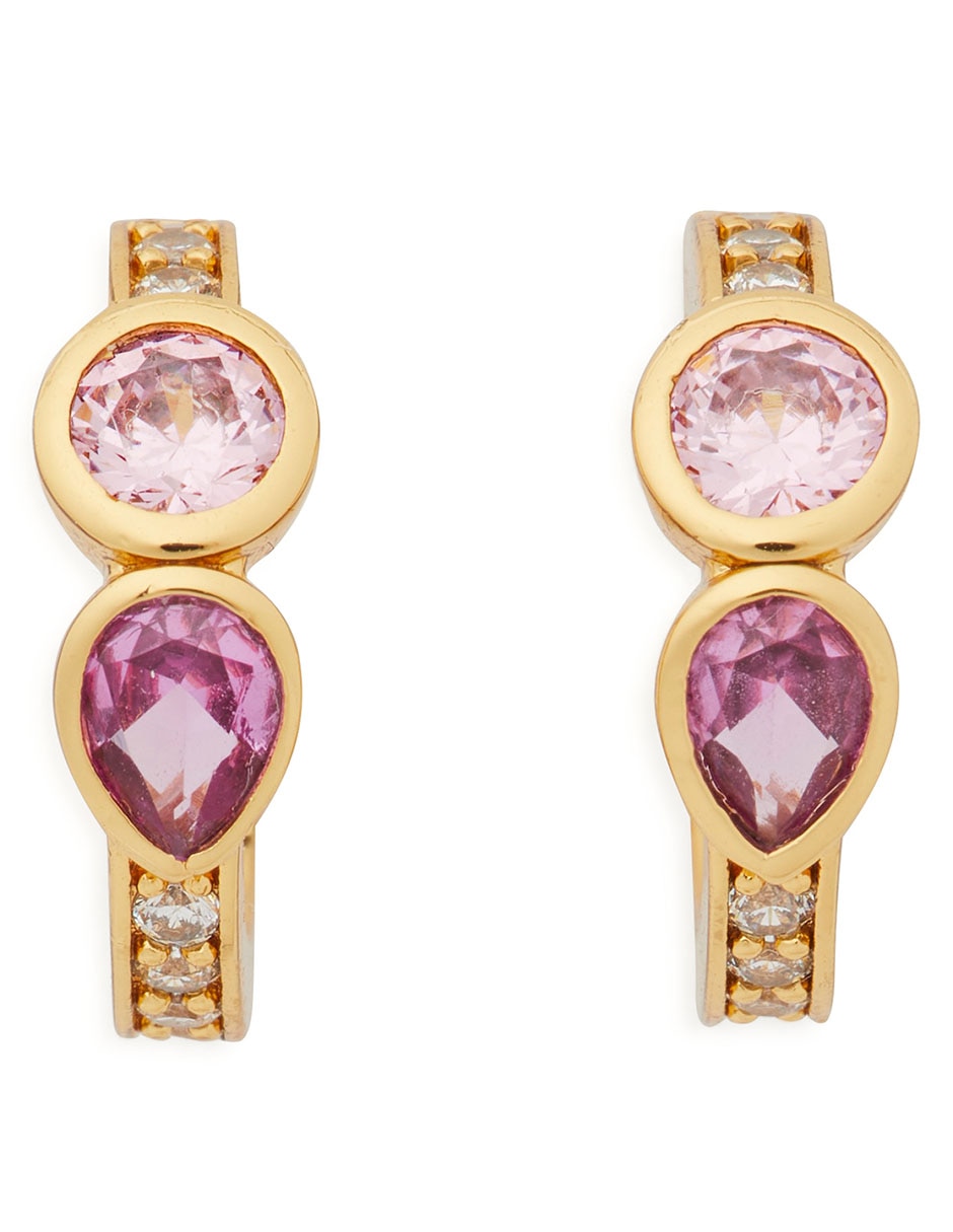 Aretes circulares Bubbly Bezel con acabado brillante zirconia cúbica