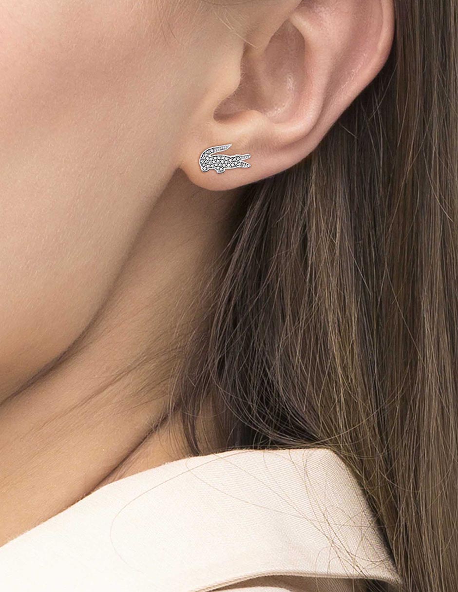 Aretes Cocodrilo Crocodile con acabado brillante cristal 2