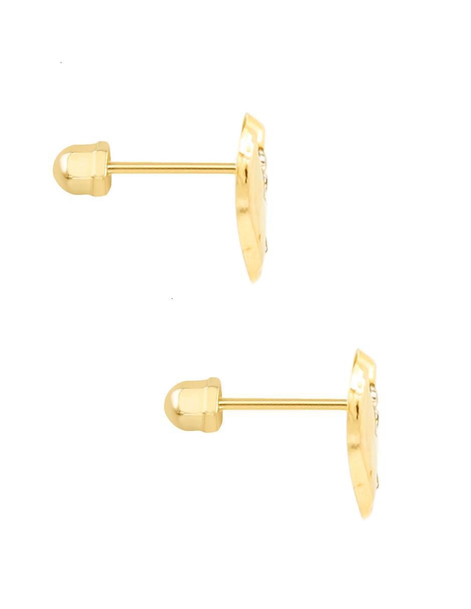 Broqueles de corazón de oro amarillo con acabado brillante zirconia 2