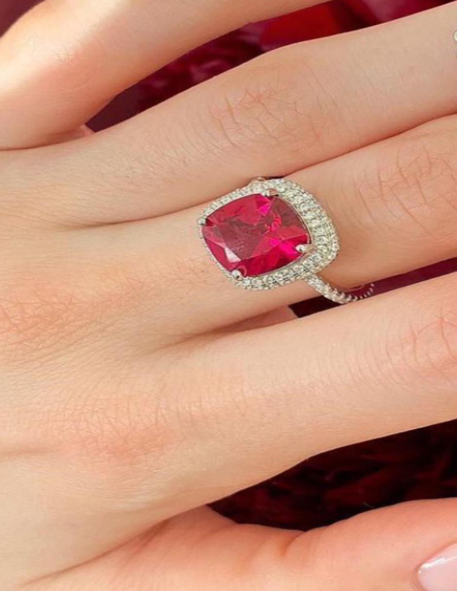 Anillo P 925 de plata rubí brillante 4