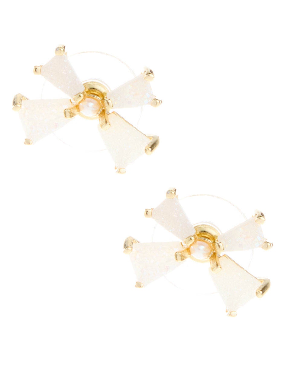 Aretes de moño Blair con acabado brillante cristal