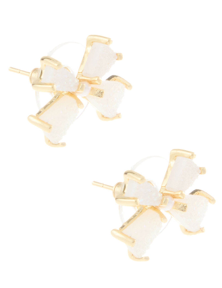 Aretes de moño Blair con acabado brillante cristal 2