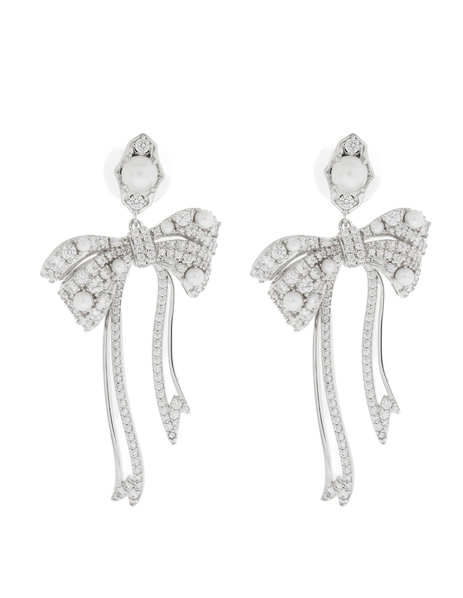 Aretes de moño con acabado pavé cristal