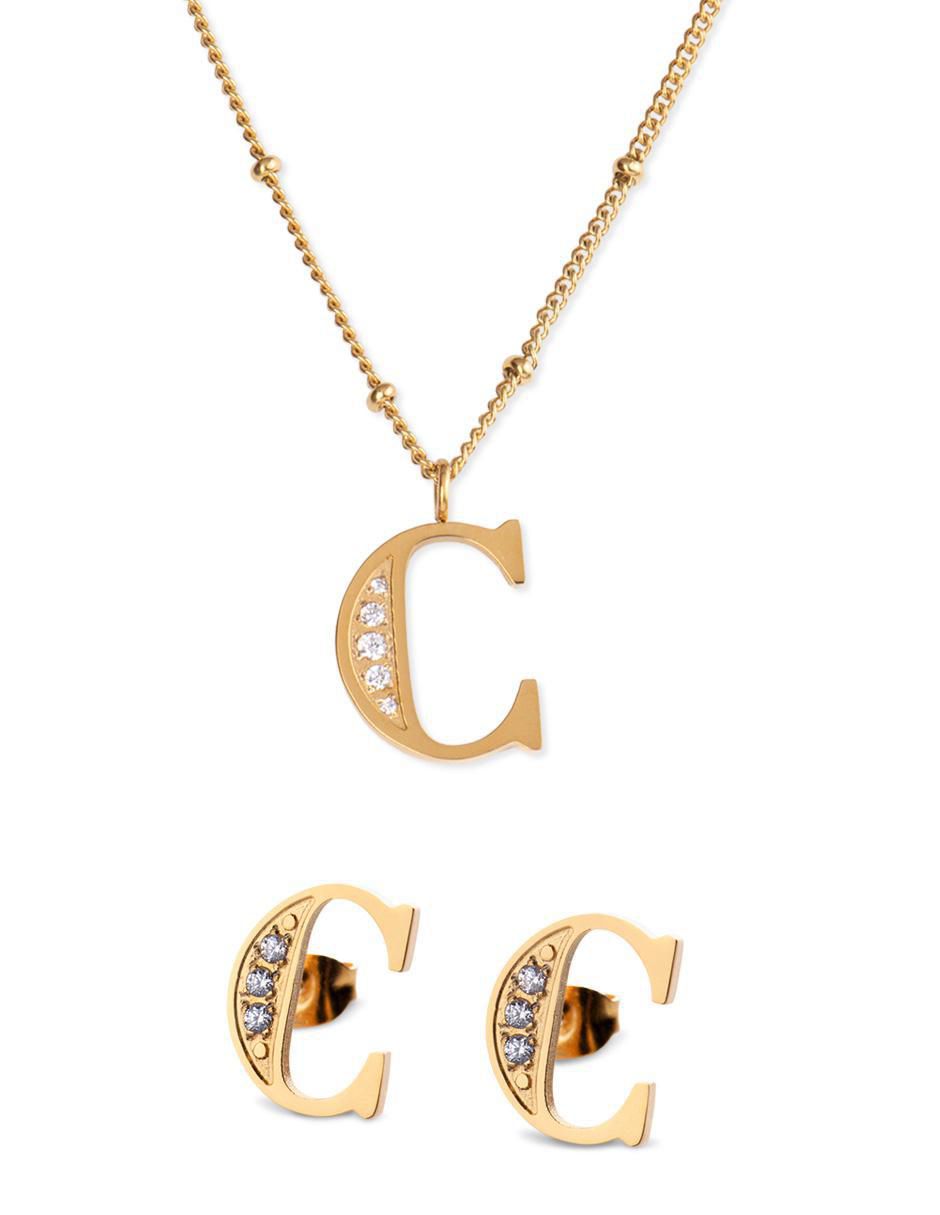 Set de collar y aretes Tina + Olga zirconia cúbica
