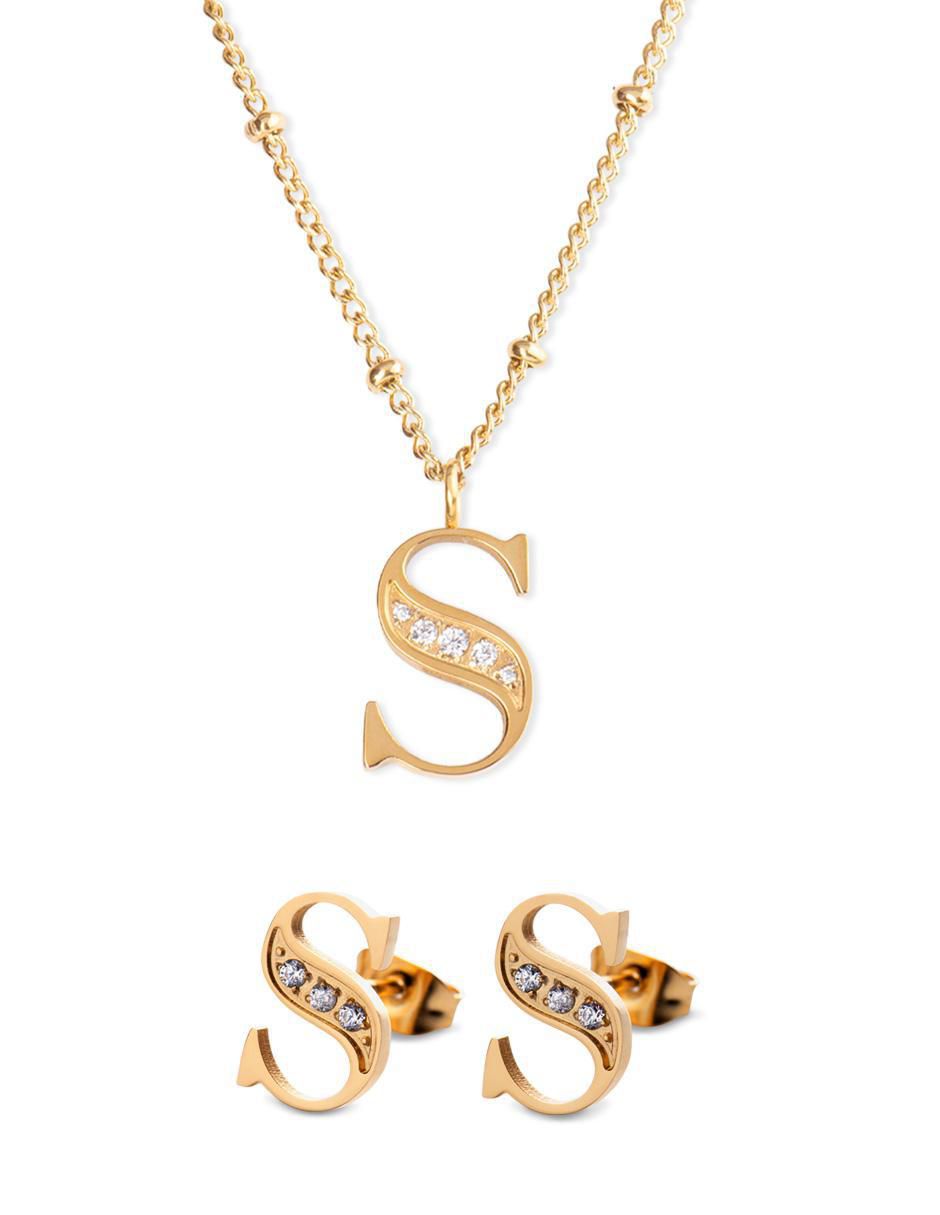 Set de collar y aretes Tina + Olga zirconia cúbica