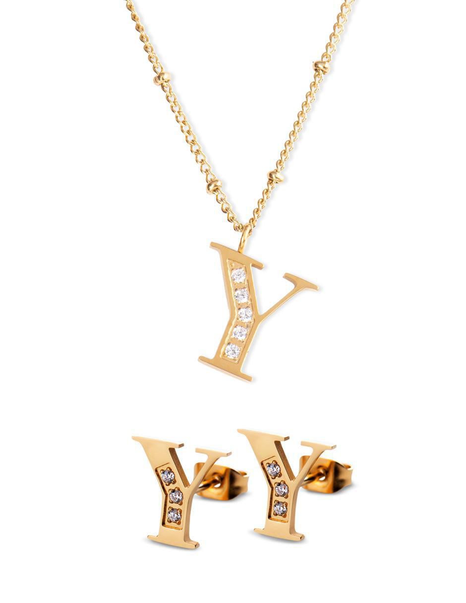 Set de collar y aretes Tina + Olga zirconia cúbica