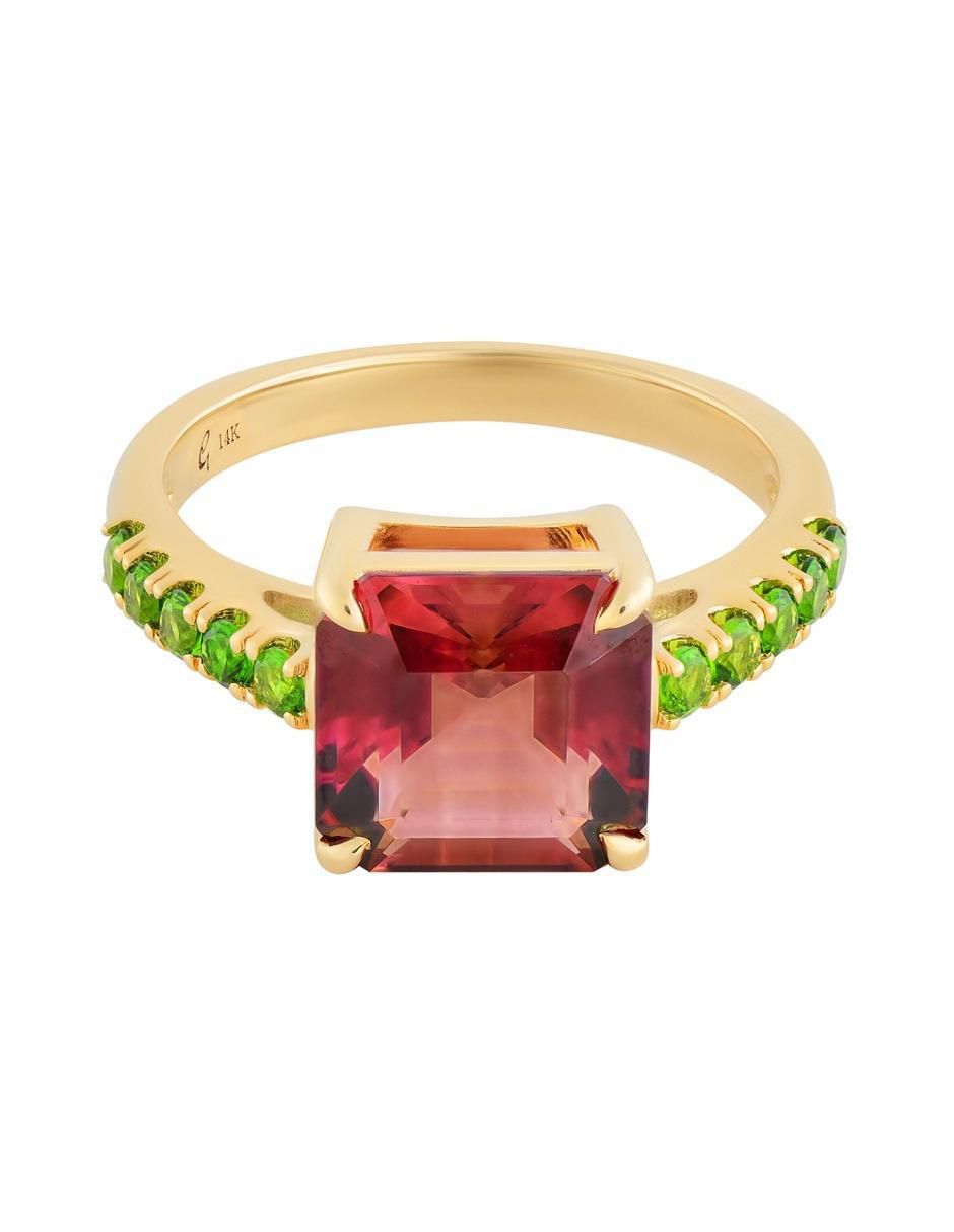 Anillo 14 k de oro turmalina brillante