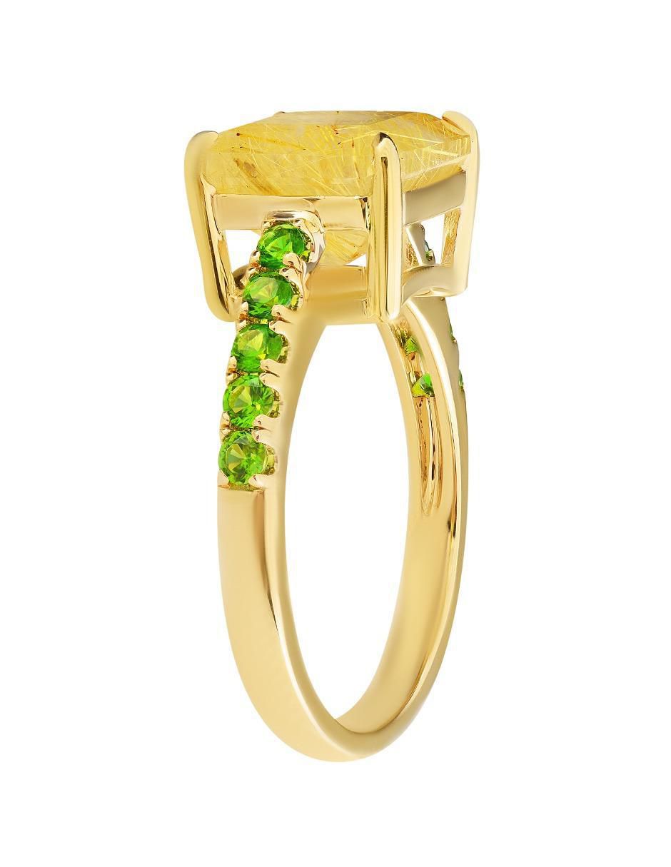 Anillo 14 k de oro cuarzo brillante 3