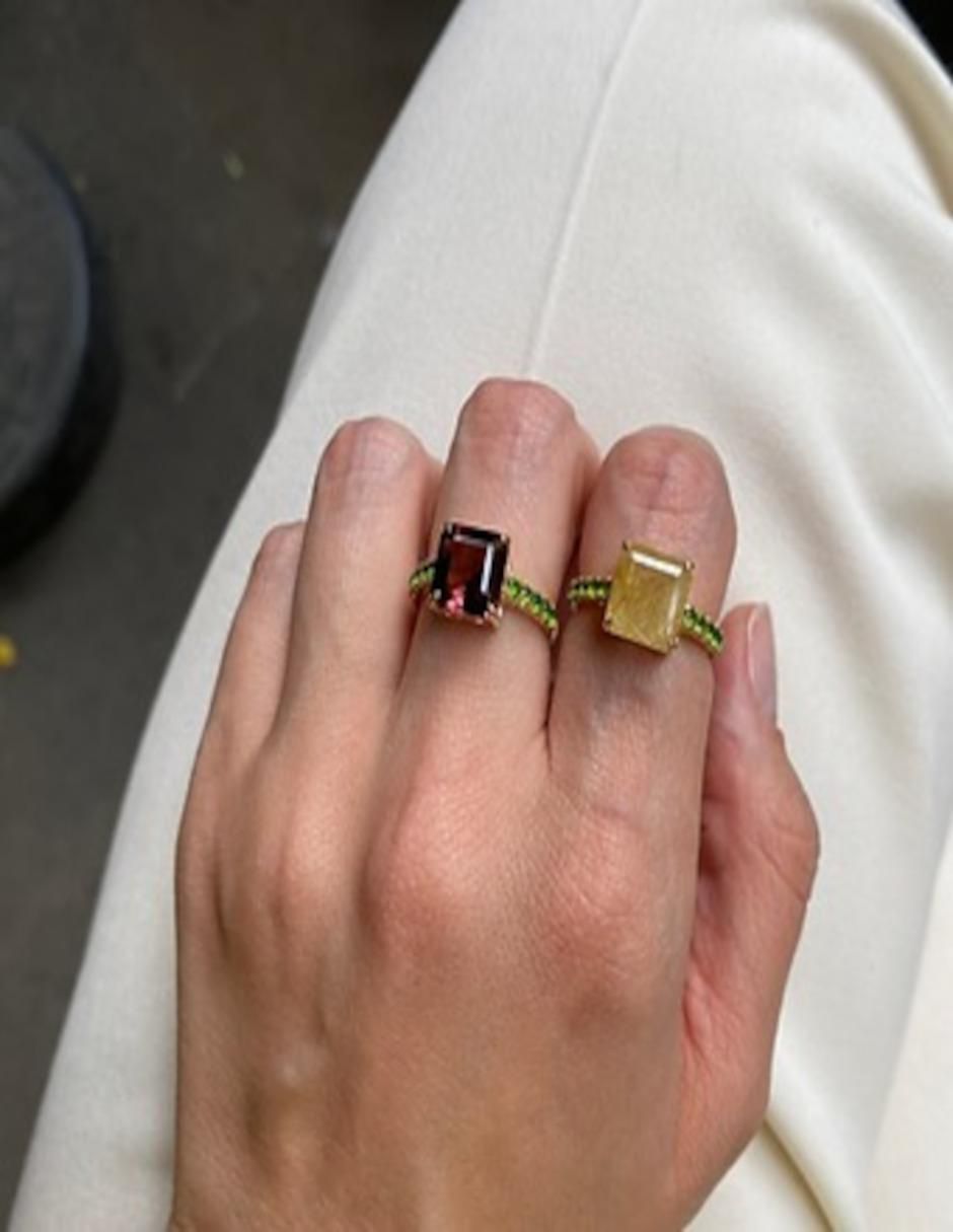 Anillo 14 k de oro cuarzo brillante 5